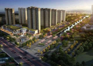 罗城中央广场项目位于罗城大道与友谊河交汇处