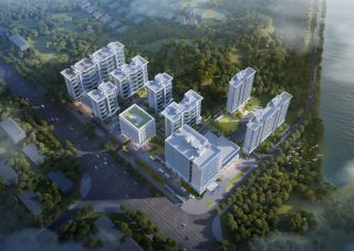 南湖院项目位于岳阳湖滨大道与龙山路交汇处