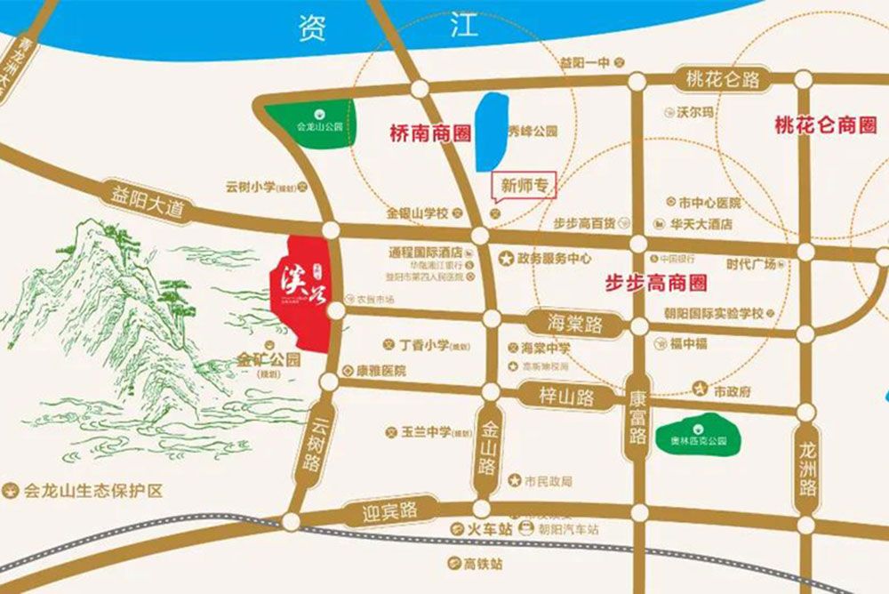 益阳会龙山溪谷位于益阳大道西通程大酒店往西800米,近期房价5500元/平米,后续将不定期为您带来益阳会龙山溪谷房价走势等动态,包括开盘日期、团购优惠、户型图等信息。