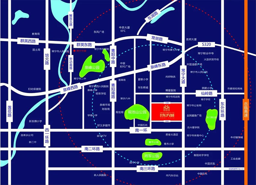 常宁市世纪东方城位于常宁市常宁大道（东一环）公安局斜对面,近期房价3380元/平米,后续将不定期为您带来常宁市世纪东方城房价走势等动态,包括开盘日期、团购优惠、户型图等信息。