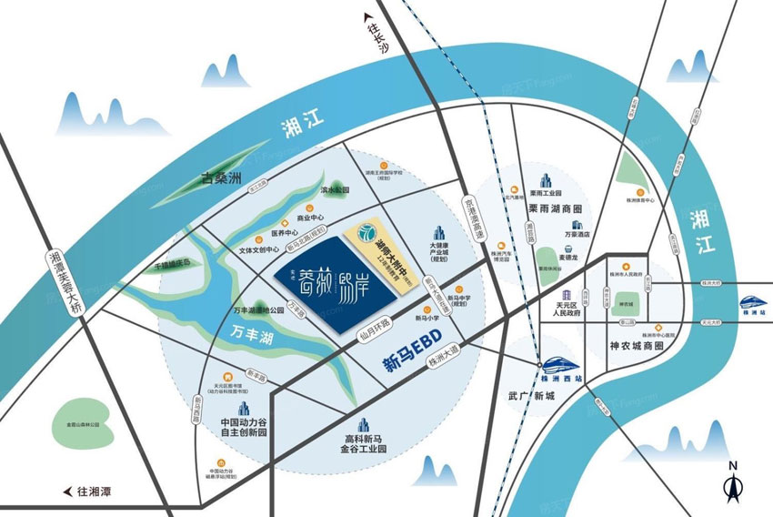 株洲蔷薇熙岸位于天元万丰湖畔（仙月环路与万丰路交汇处）,近期房价5500元/平米,后续将不定期为您带来株洲蔷薇熙岸房价走势等动态,包括开盘日期、团购优惠、户型图等信息。