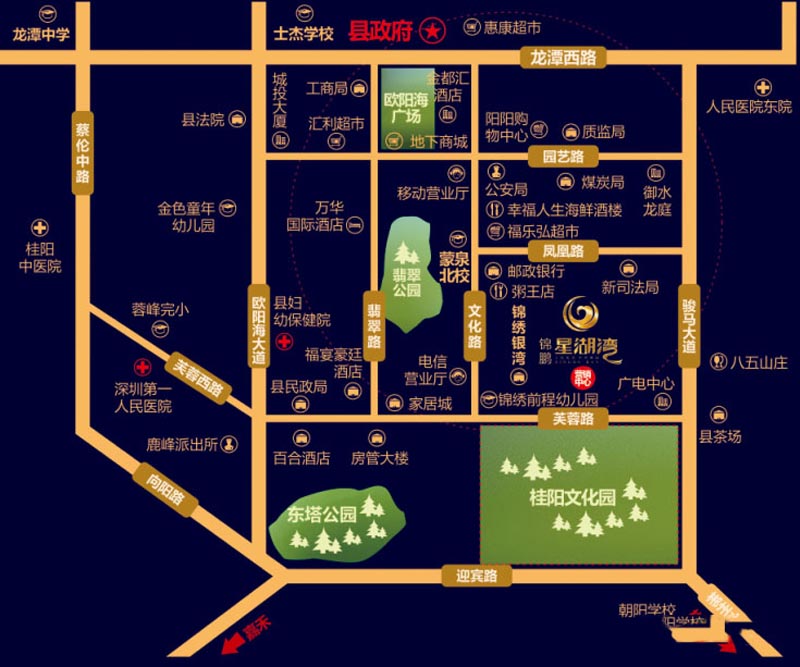 桂阳县锦鹏星湖湾位于桂阳县桂阳芙蓉东路（锦绣银湾旁）,近期房价5700元/平米,后续将不定期为您带来桂阳县锦鹏星湖湾房价走势等动态,包括开盘日期、团购优惠、户型图等信息。